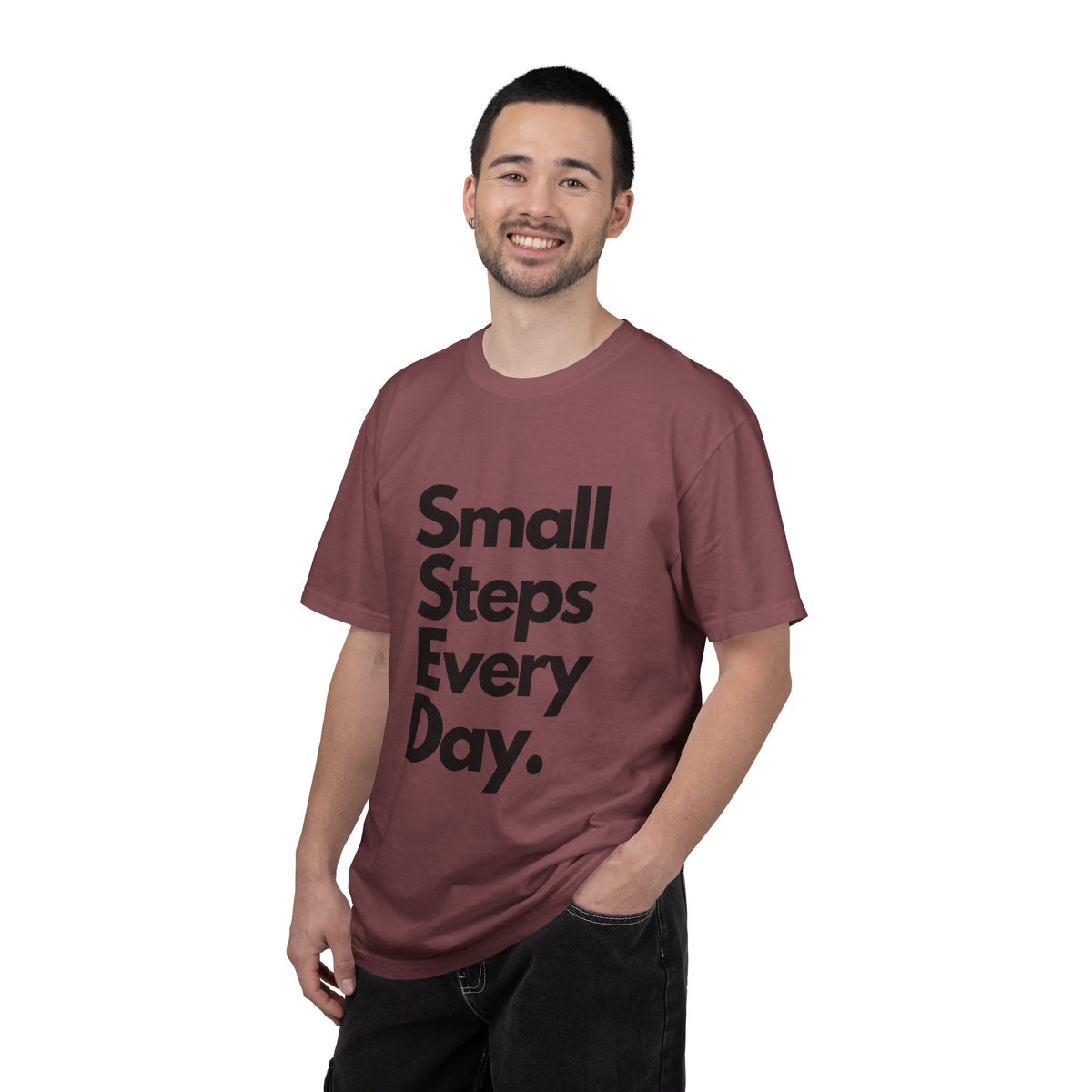 Motivational Tee — “Small Steps Every Day.” Inspirational Casual T-Shirt