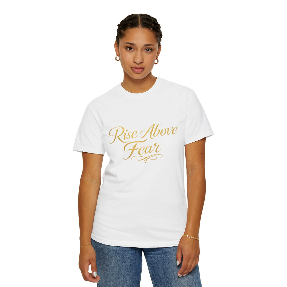 Rise Above Fear T-Shirt — Inspirational Script Graphic Tee