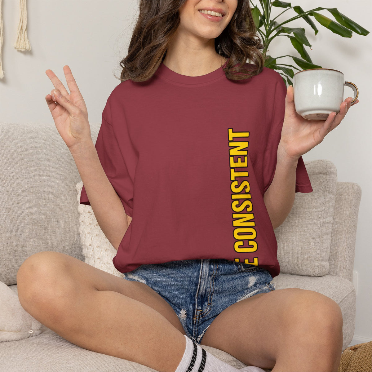 Be Consistent Vertical Graphic T-Shirt — Motivational Fitness Tee