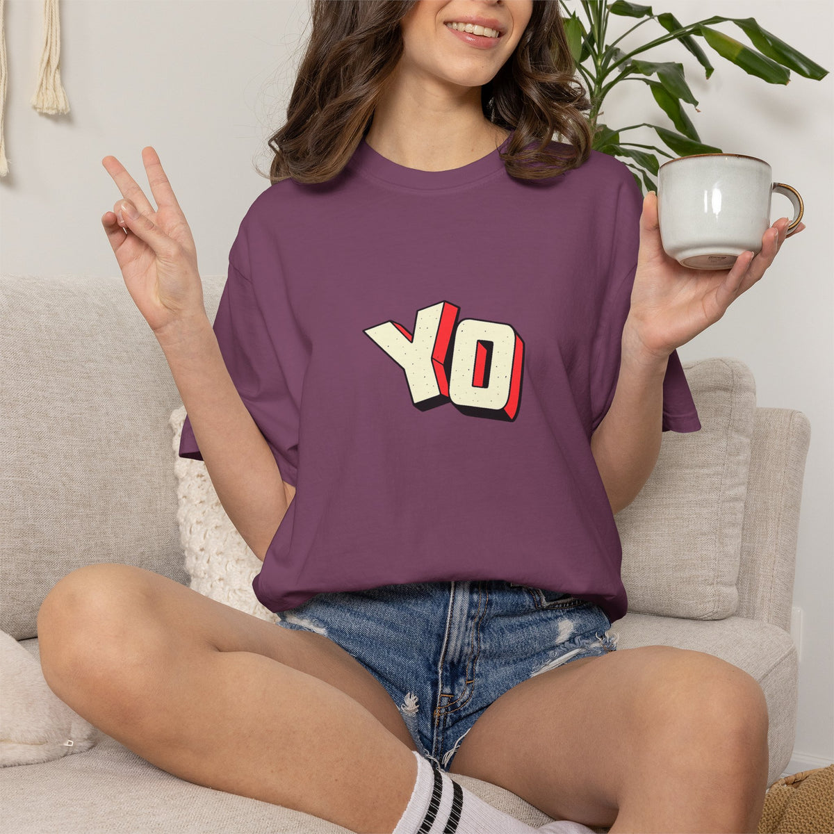 Yo Graphic T-Shirt — Retro 3D Lettering Tee
