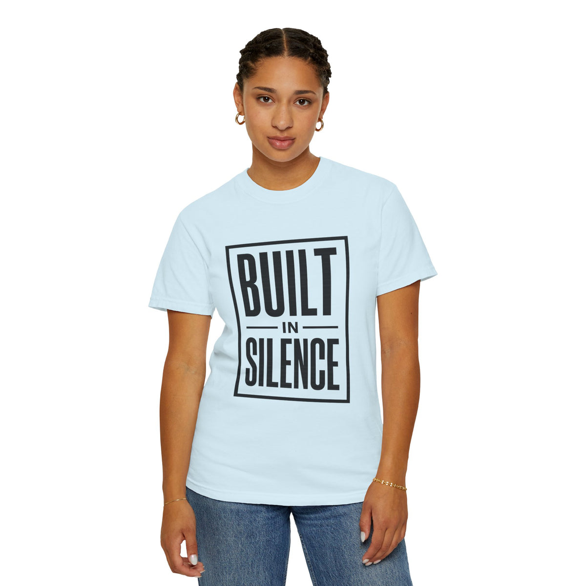 Built In Silence T-Shirt — Minimalist Bold Typography Tee