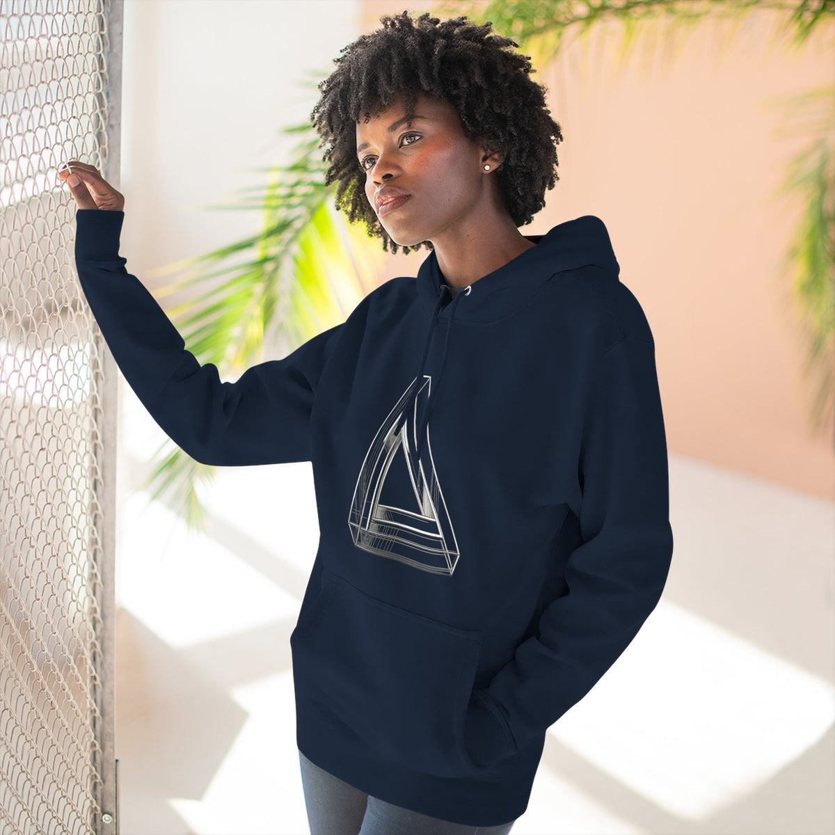 Minimal Geometric Triangle Hoodie — Three-Panel Illusion Design