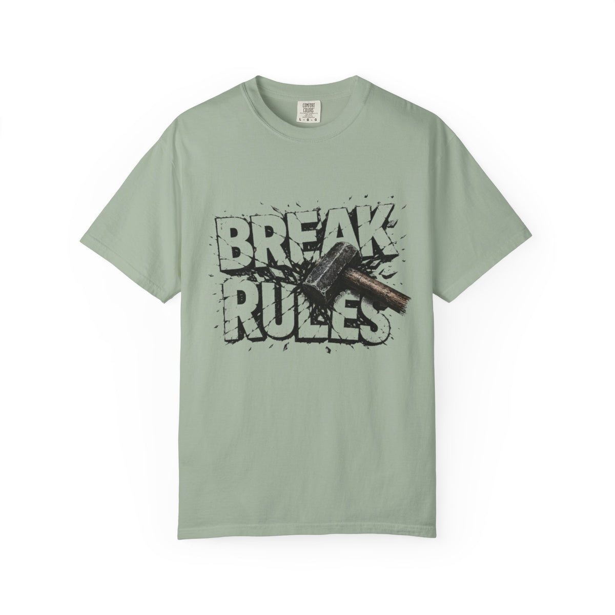 Break Rules T-Shirt — Graphic 'Break Rules' Design with Hammer