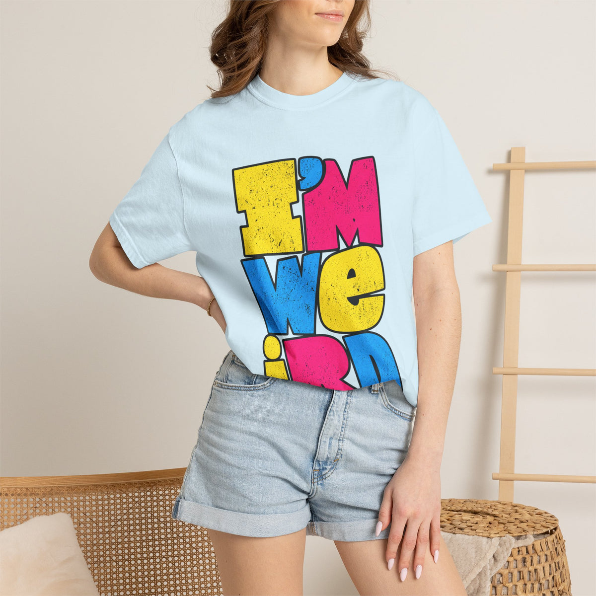 "I'M WEIRD" Colorblock Graphic T-Shirt — Retro Pop Statement Tee