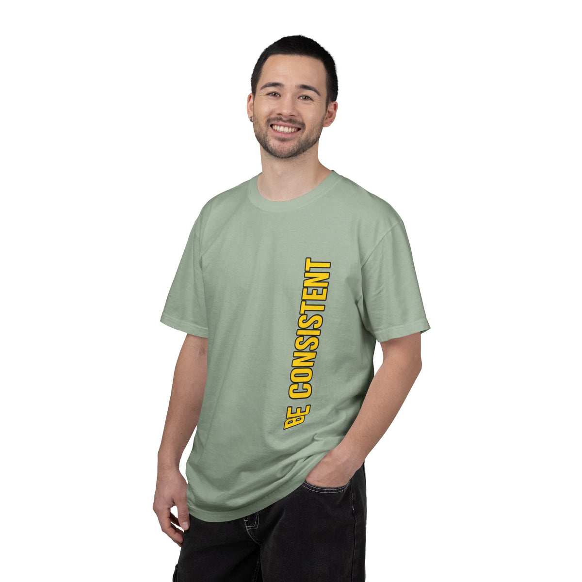 Be Consistent Vertical Graphic T-Shirt — Motivational Fitness Tee