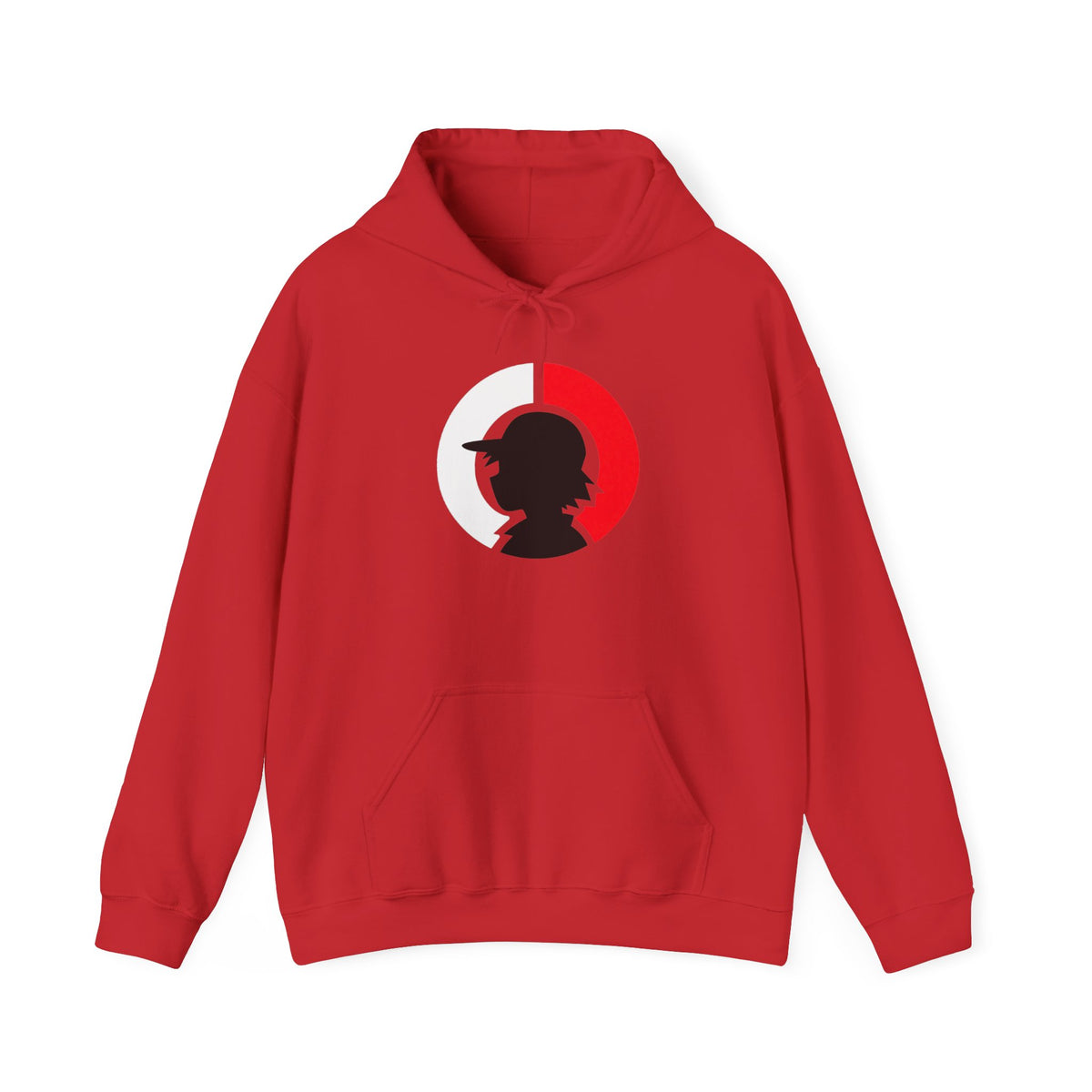 Detective Silhouette Hoodie – Minimal Red Moon Mystery Graphic