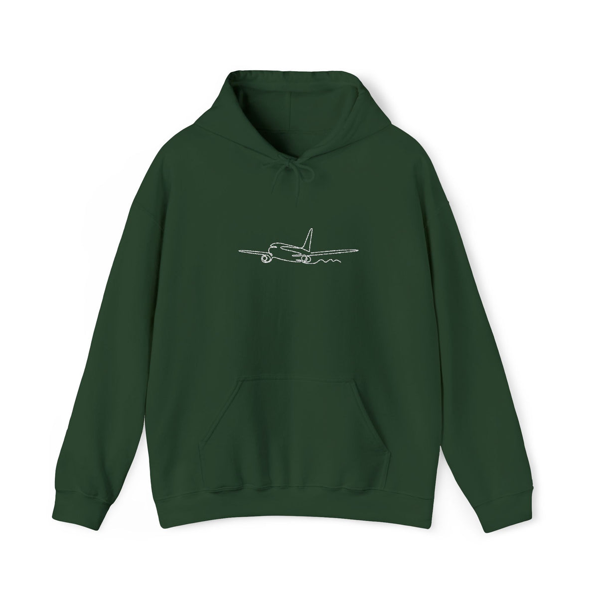 Airplane Silhouette Embroidered Hoodie — Minimal Flight Crew & Aviation Gift