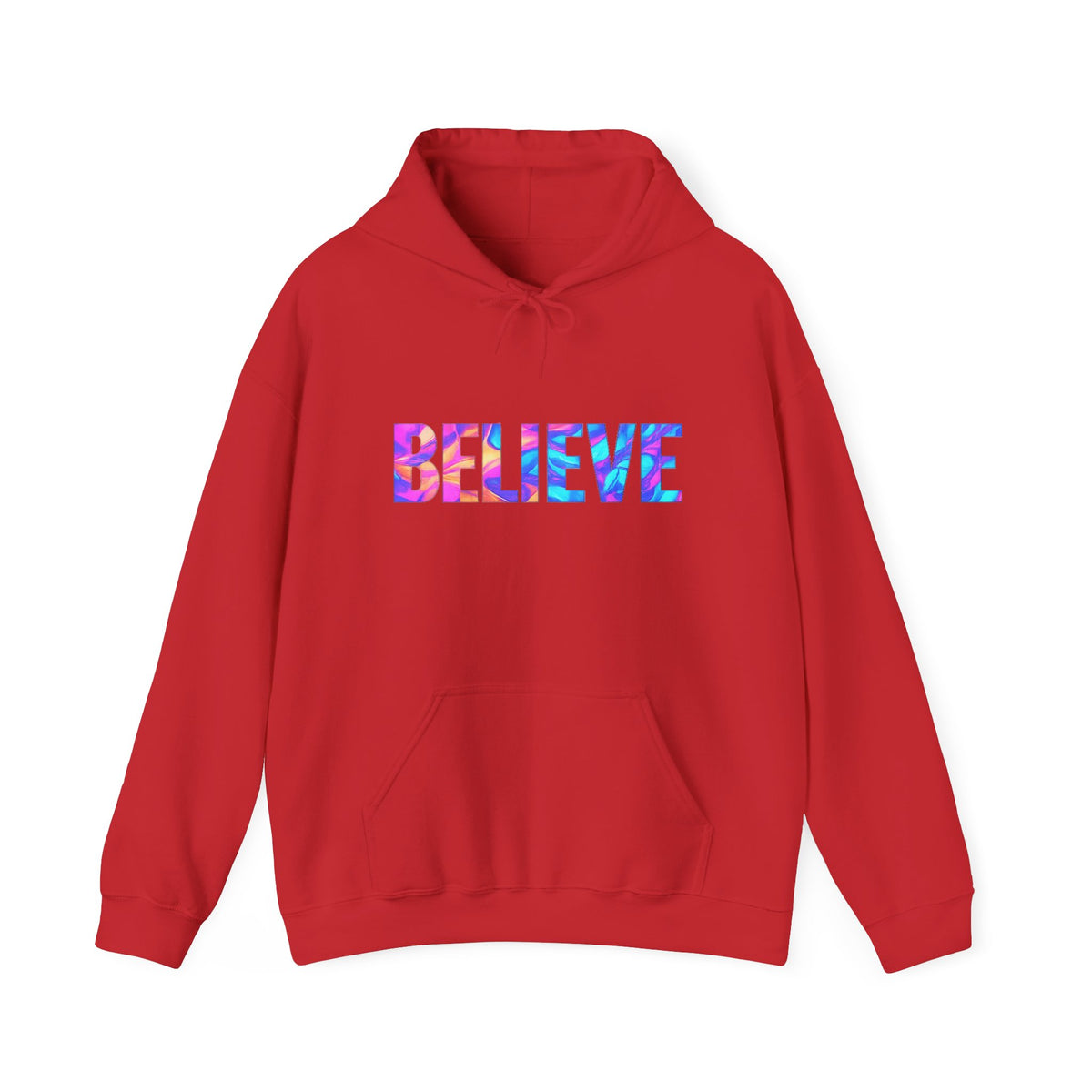 Believe in Yourself Hoodie — Colorful Watercolor Text Inspirational Sweatshirt