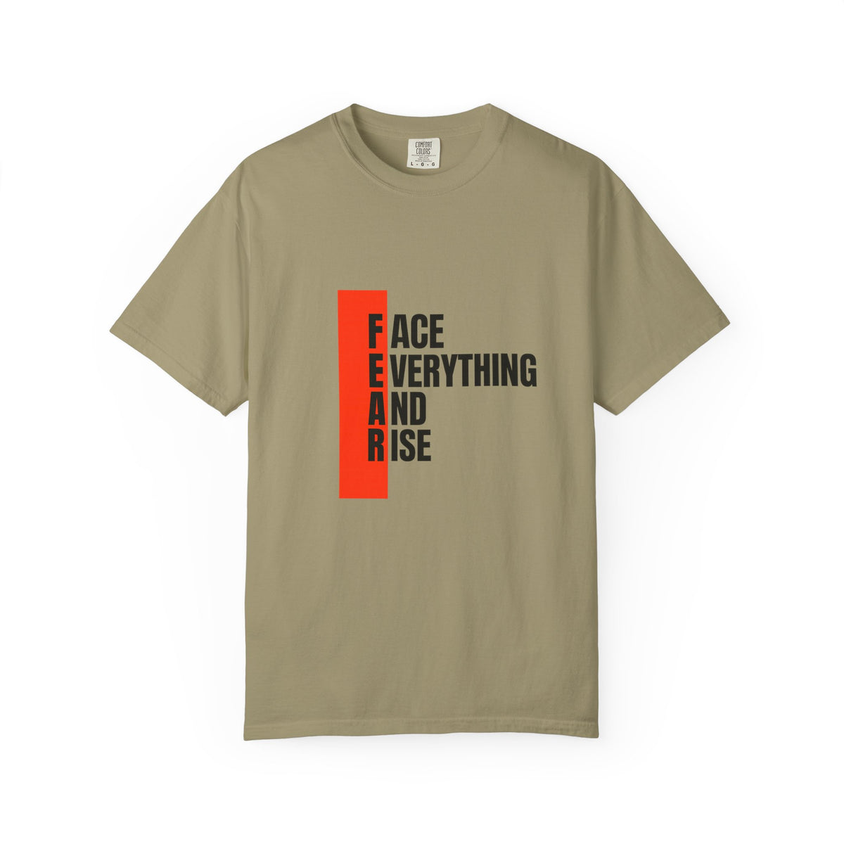 Motivational T-Shirt — "FEAR: Face Everything And Rise" Bold Red Accent