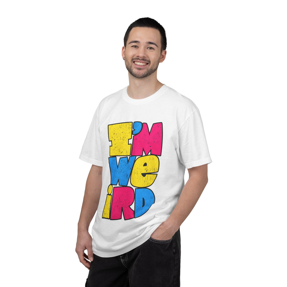 "I'M WEIRD" Colorblock Graphic T-Shirt — Retro Pop Statement Tee