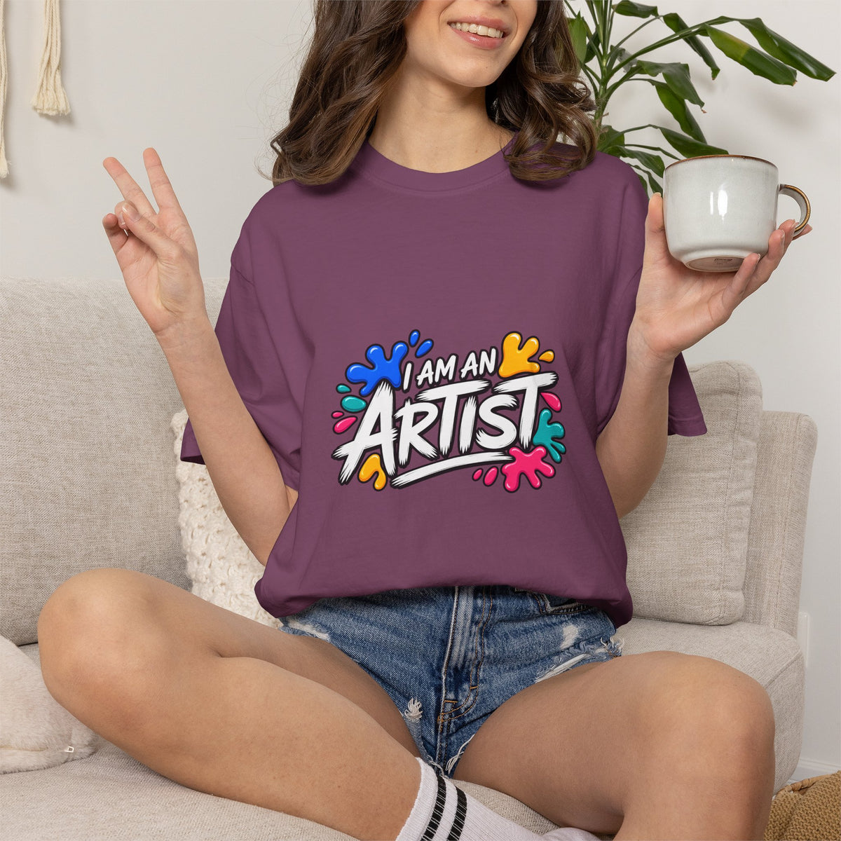 Artist T‑Shirt — "Human Artist" Colorful Paint Splash Graphic Tee
