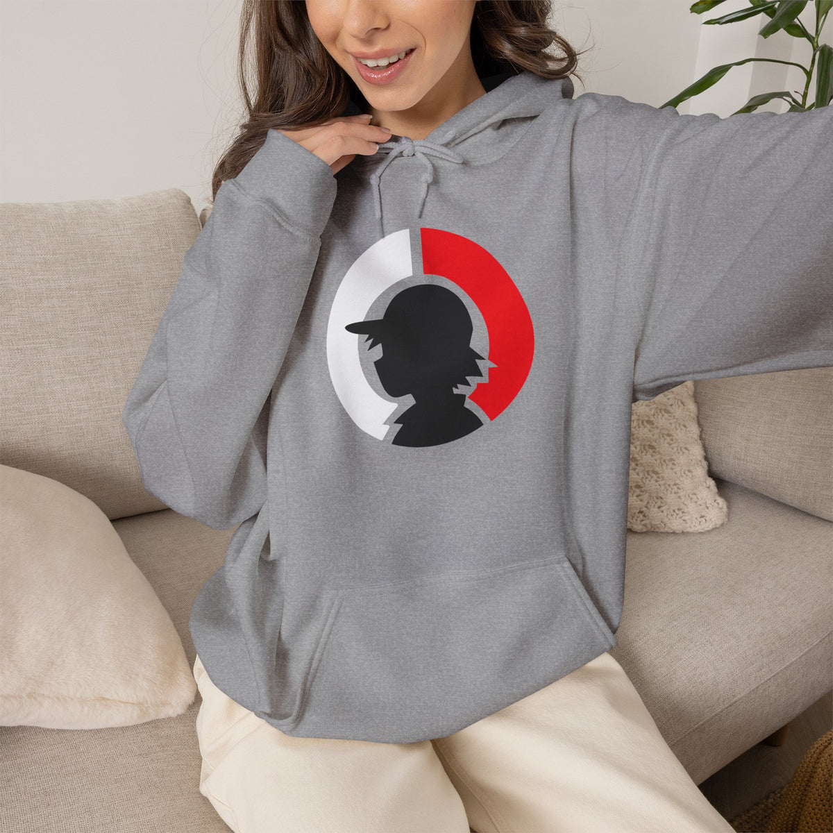 Detective Silhouette Hoodie – Minimal Red Moon Mystery Graphic