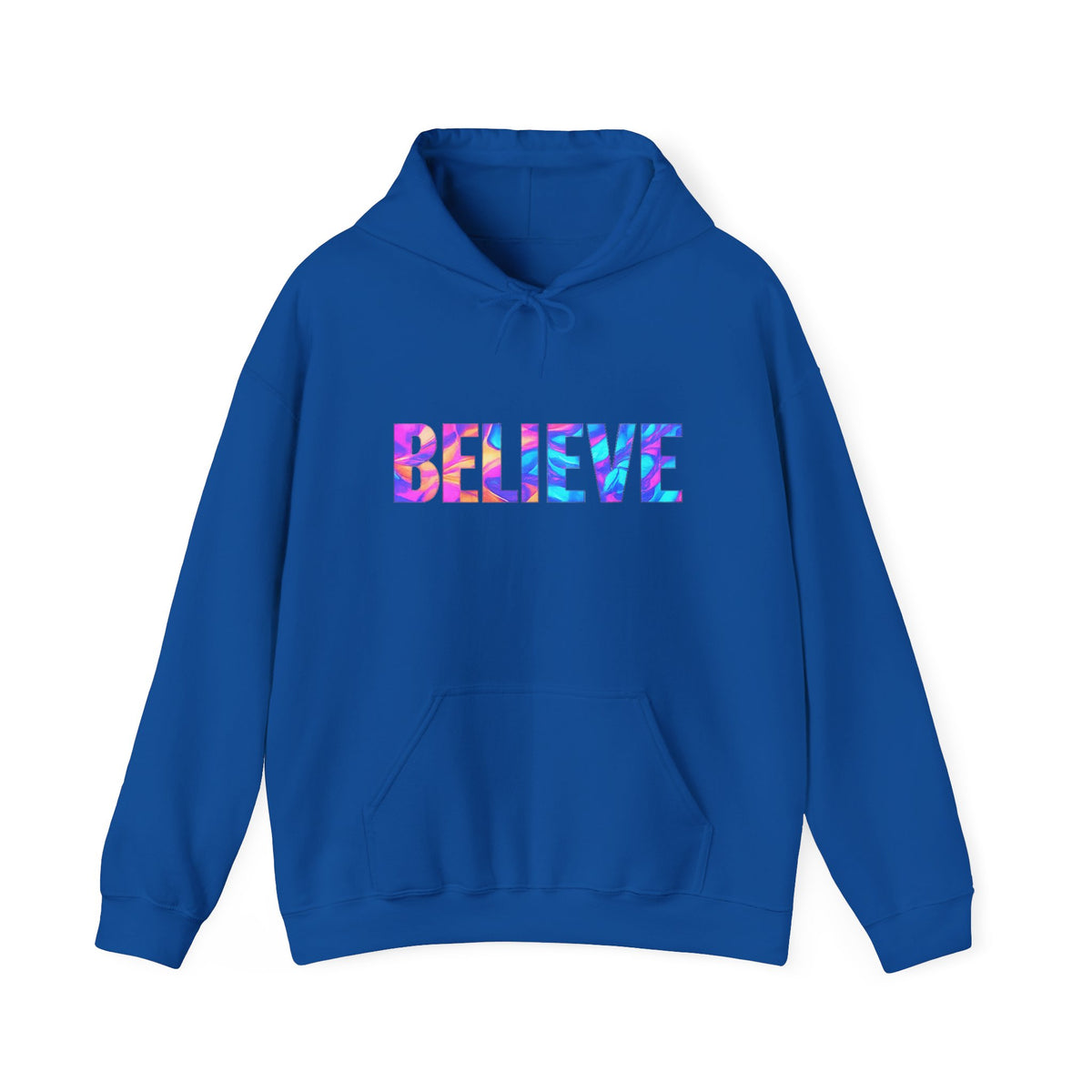 Believe in Yourself Hoodie — Colorful Watercolor Text Inspirational Sweatshirt