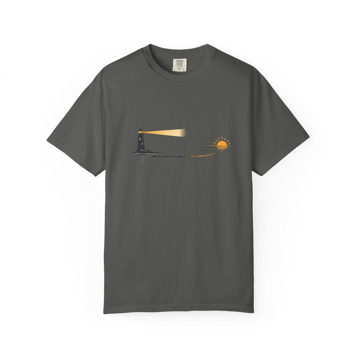 Lighthouse Sunset T-Shirt — Nautical Coastal Tee with Beacon Graphic