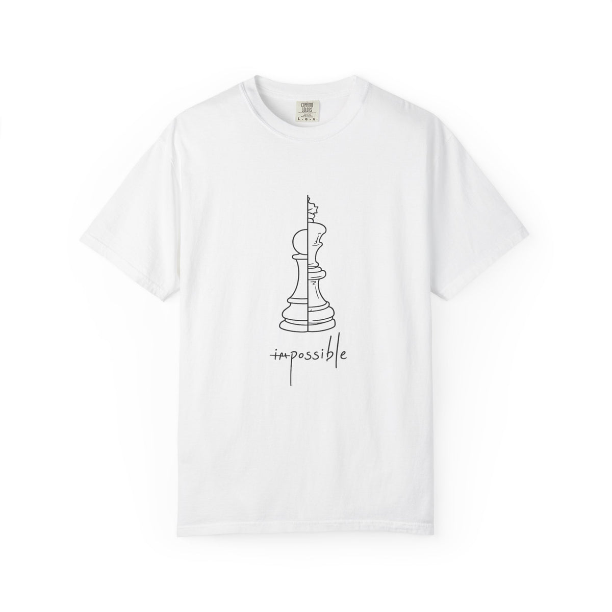 Chess Pawn to King T-Shirt — "Impassible" Minimalist Line Art Tee