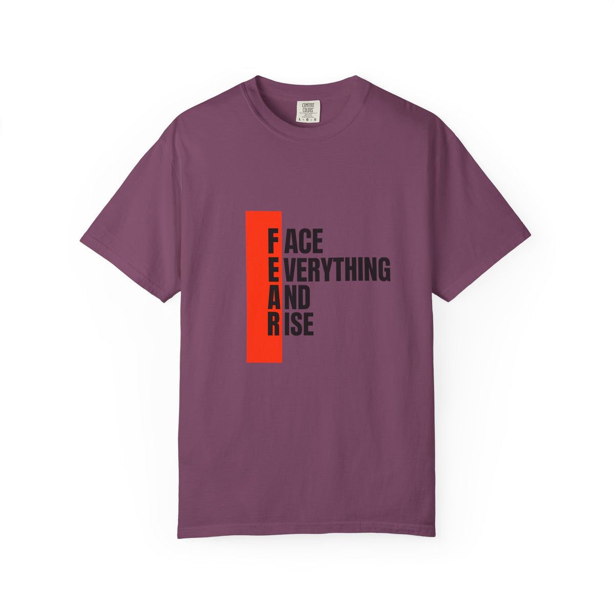 Motivational T-Shirt — "FEAR: Face Everything And Rise" Bold Red Accent