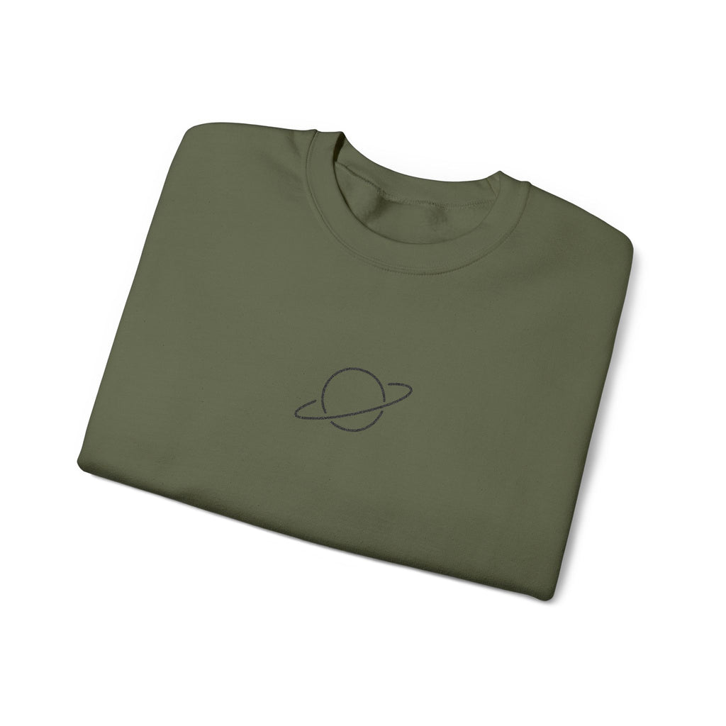 Minimal Planet Crewneck Sweatshirt Embroidered