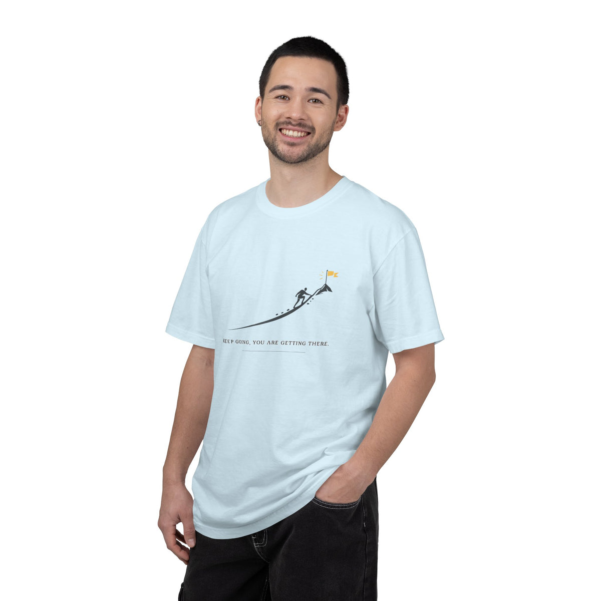 Motivational Climber T-Shirt — "Keep Going, You Are Getting There"