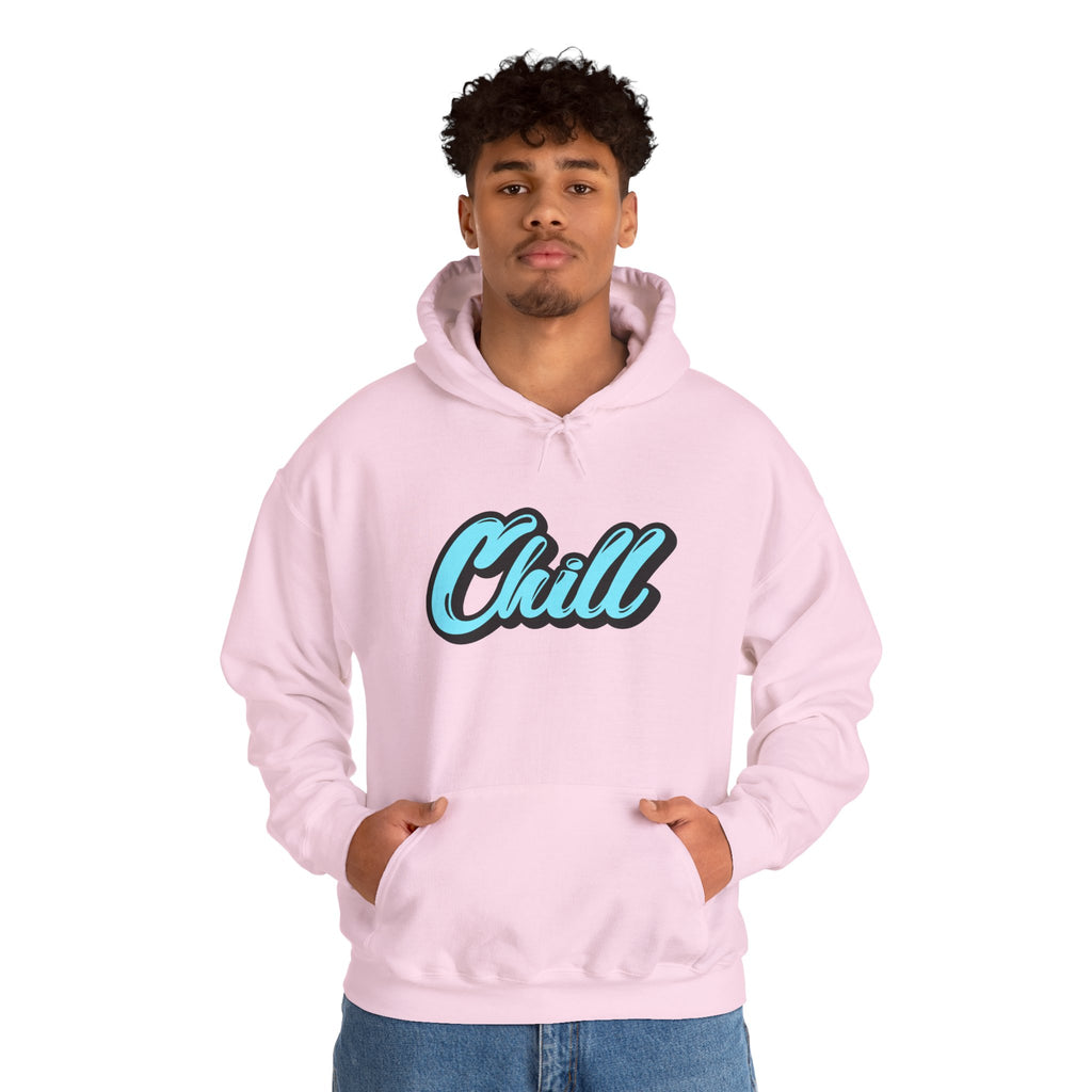 Chill Script Hoodie — Retro Blue Chill Graphic Pullover