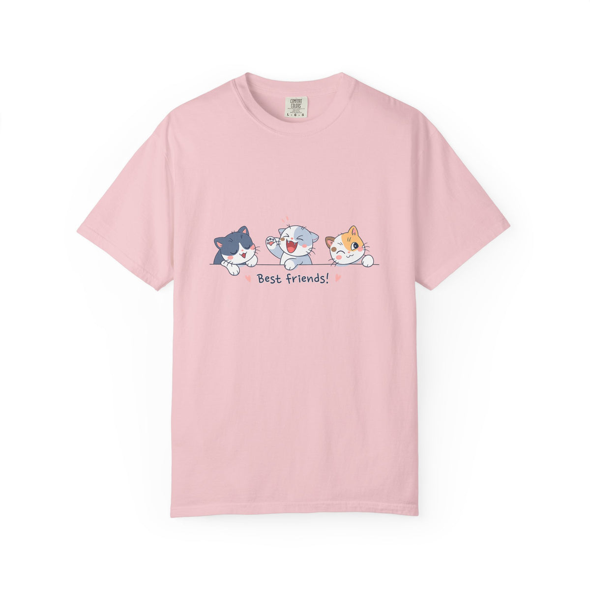 Cute ‘Best Friends!’ Cat T-Shirt — Cartoon Kitten Trio Graphic Tee