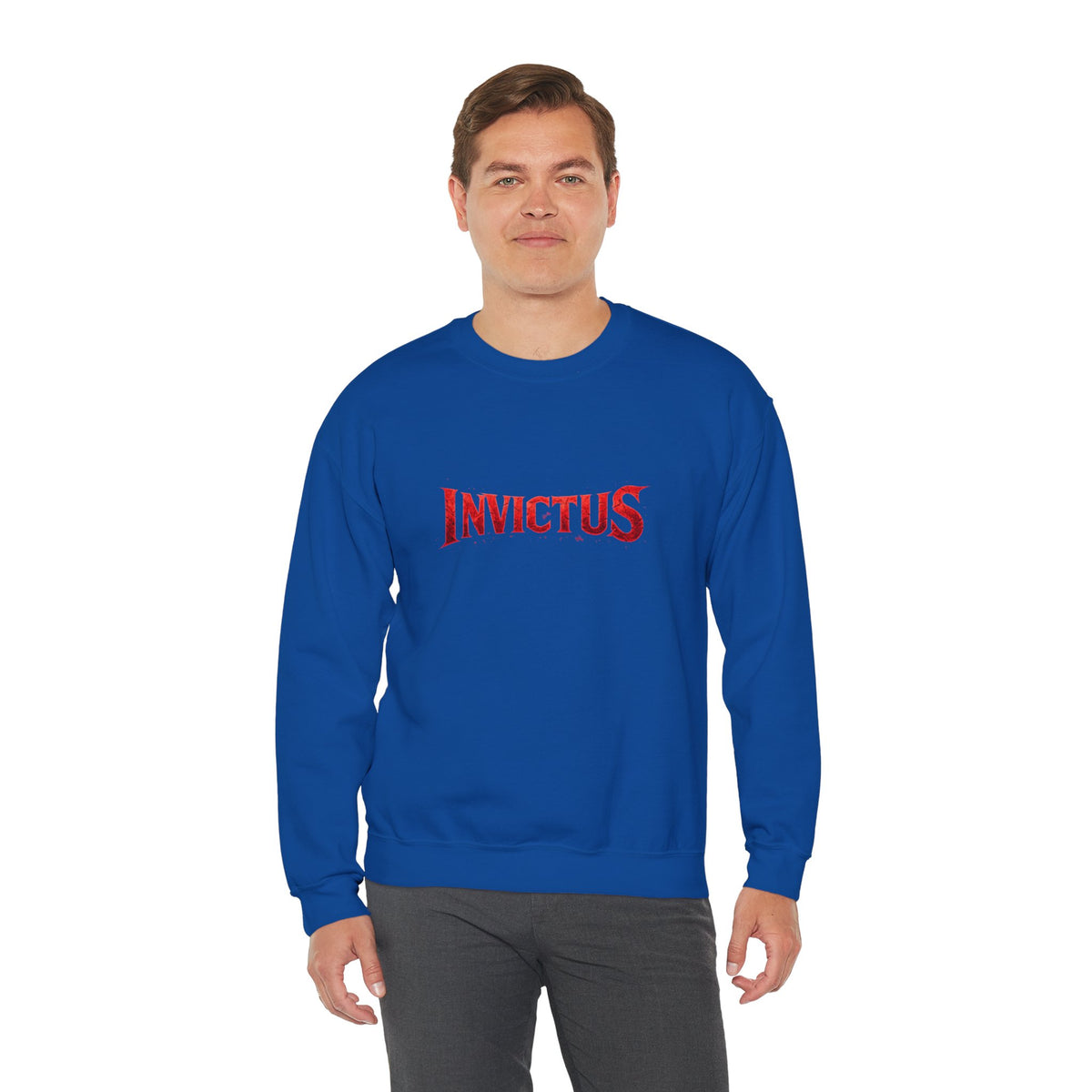 Invictus Crewneck Sweatshirt — Bold Red Script Pullover