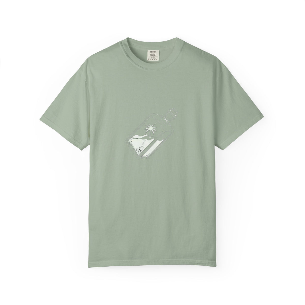 Pocket Island T‑Shirt — Minimal Bottle Isle Graphic Tee