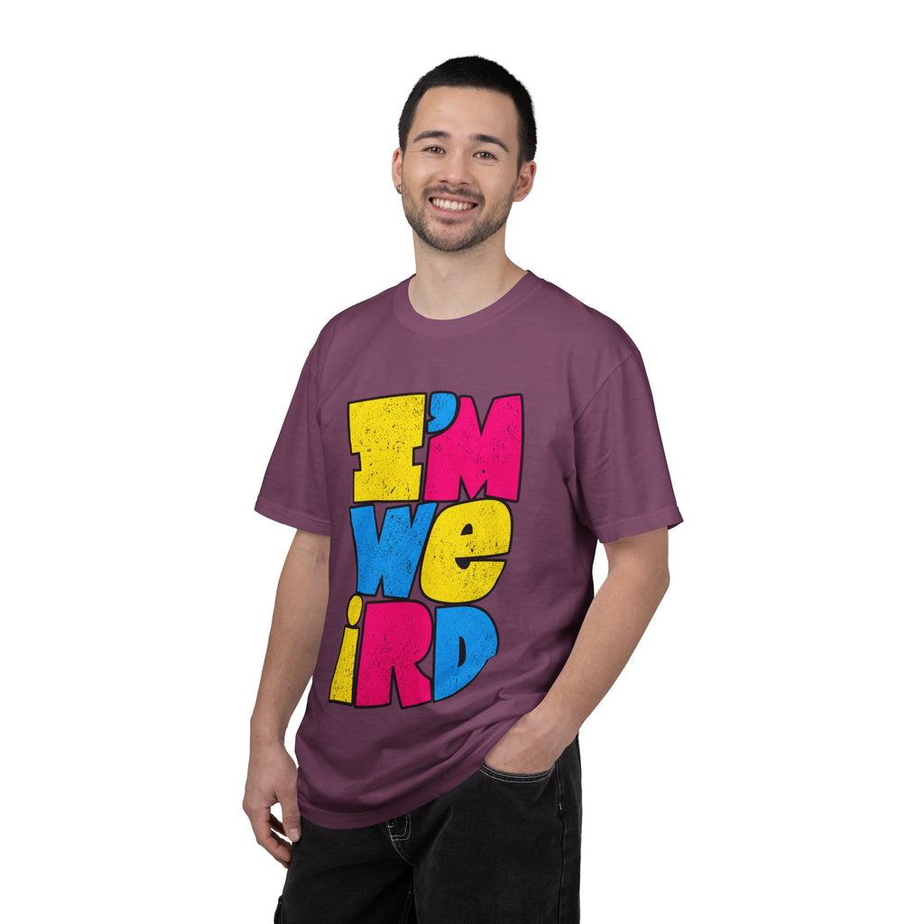 "I'M WEIRD" Colorblock Graphic T-Shirt — Retro Pop Statement Tee