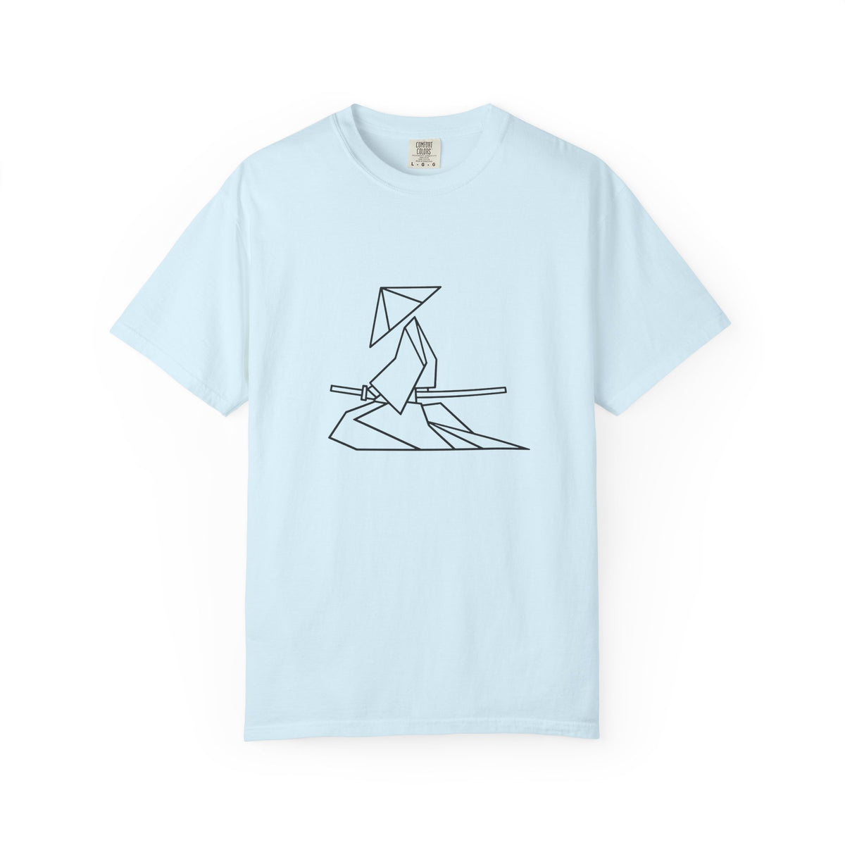 Samurai Line Art T-Shirt — Minimal Origami Swordsman Graphic Tee