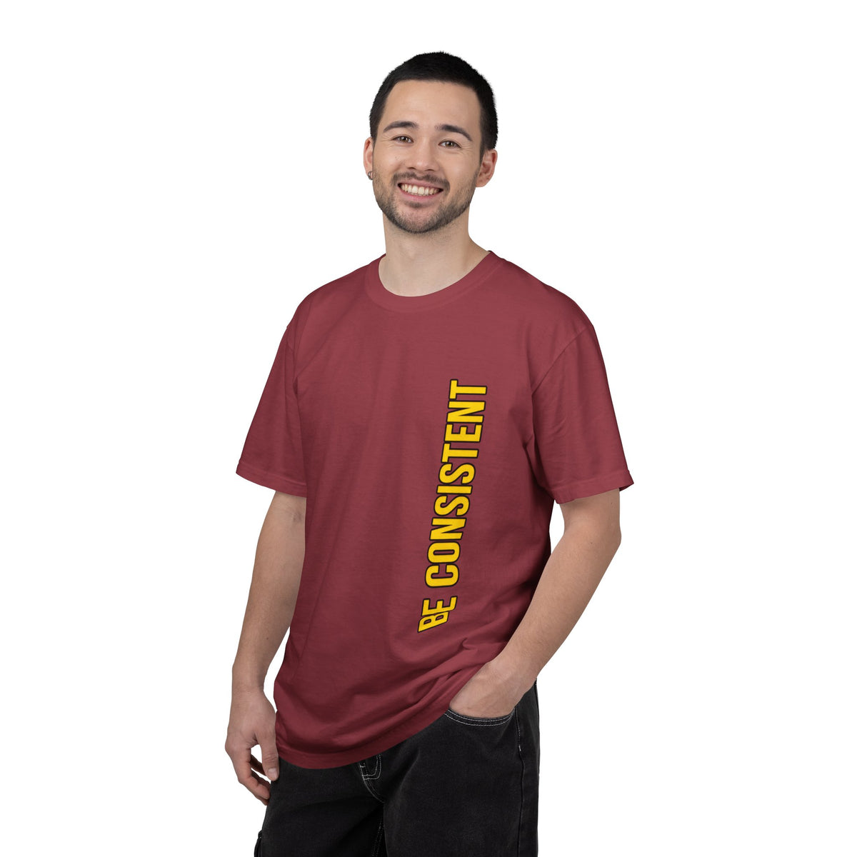 Be Consistent Vertical Graphic T-Shirt — Motivational Fitness Tee