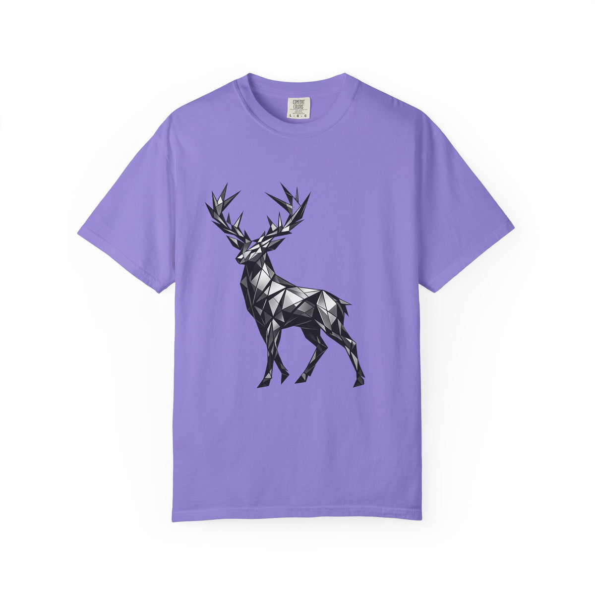 Geometric Stag T-Shirt — Black Polygon Deer Graphic Tee