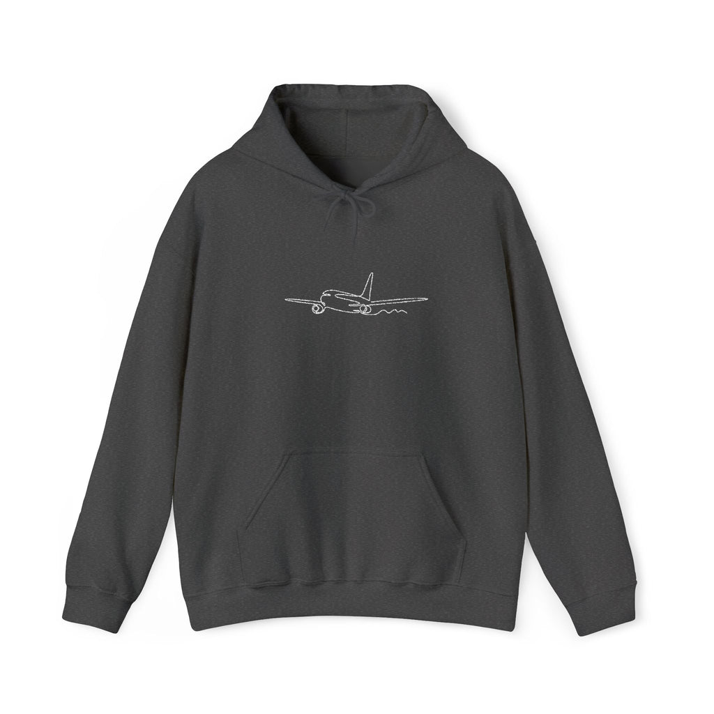 Airplane Silhouette Embroidered Hoodie — Minimal Flight Crew & Aviation Gift