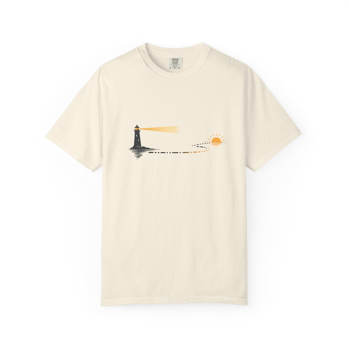 Lighthouse Sunset T-Shirt — Nautical Coastal Tee with Beacon Graphic