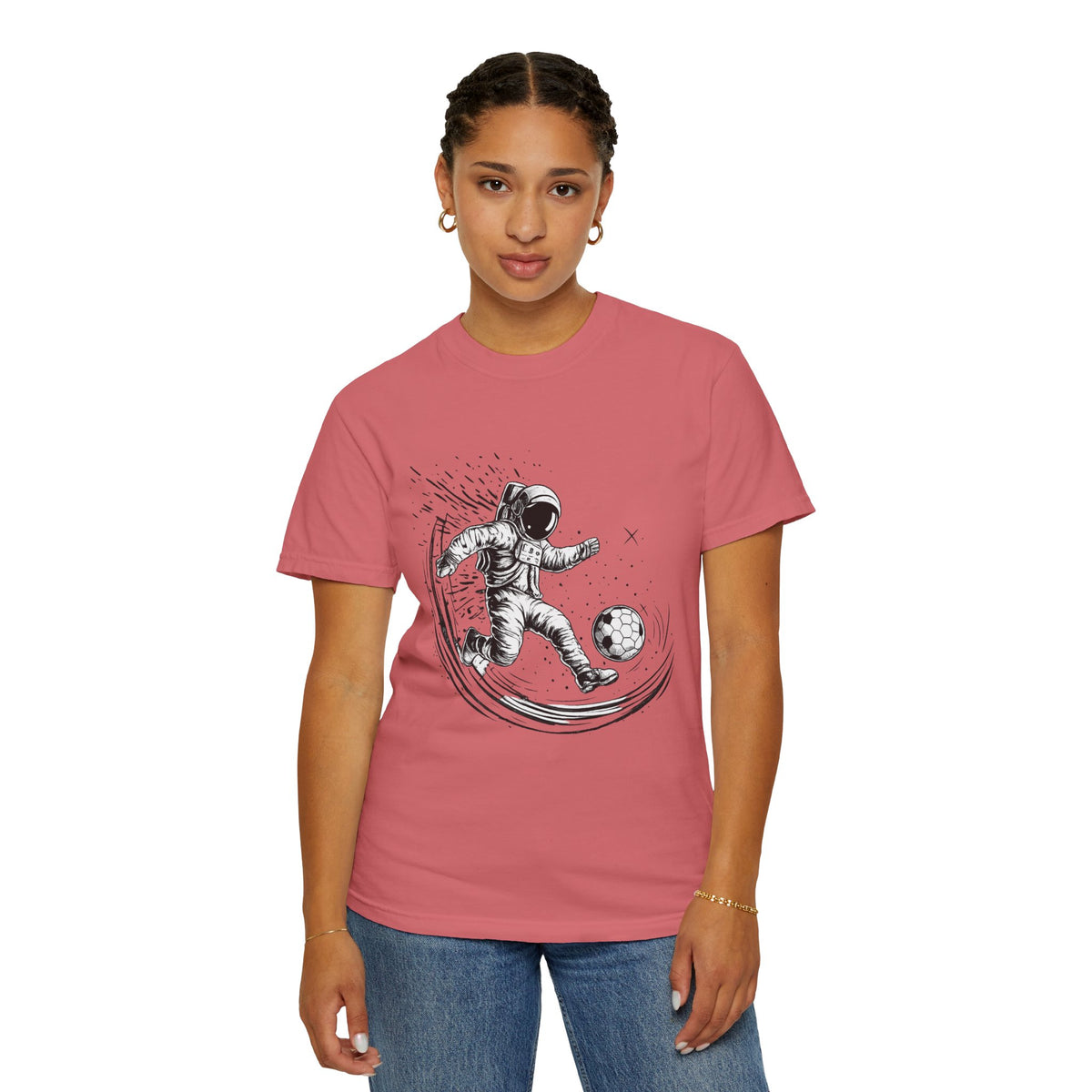 Astronaut Soccer T-Shirt — Space Football Graphic Tee