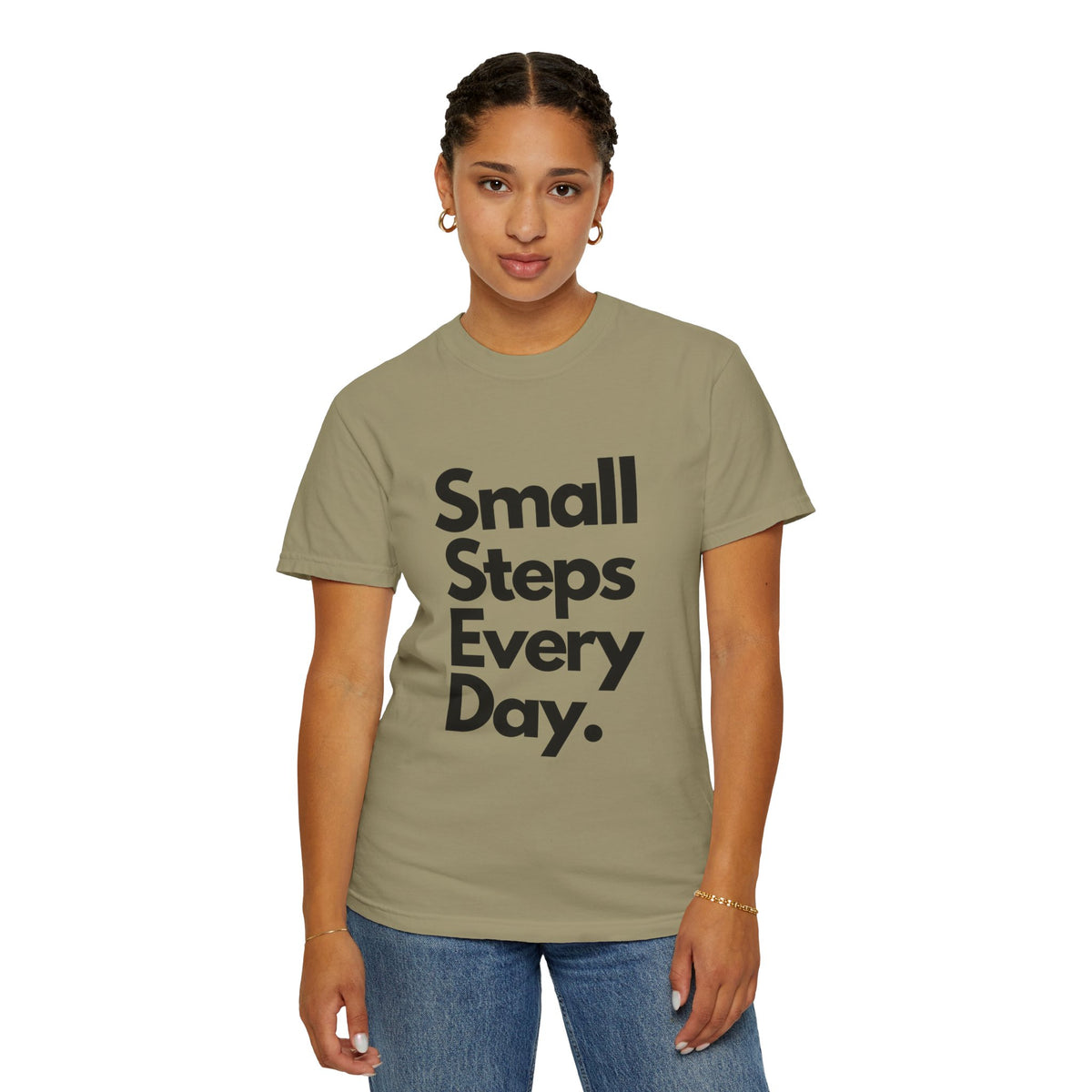 Motivational Tee — “Small Steps Every Day.” Inspirational Casual T-Shirt