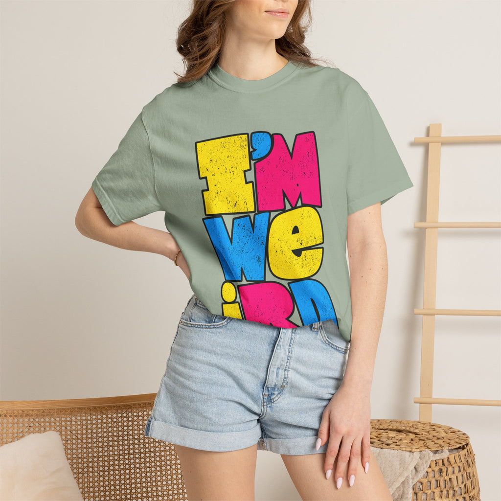 "I'M WEIRD" Colorblock Graphic T-Shirt — Retro Pop Statement Tee