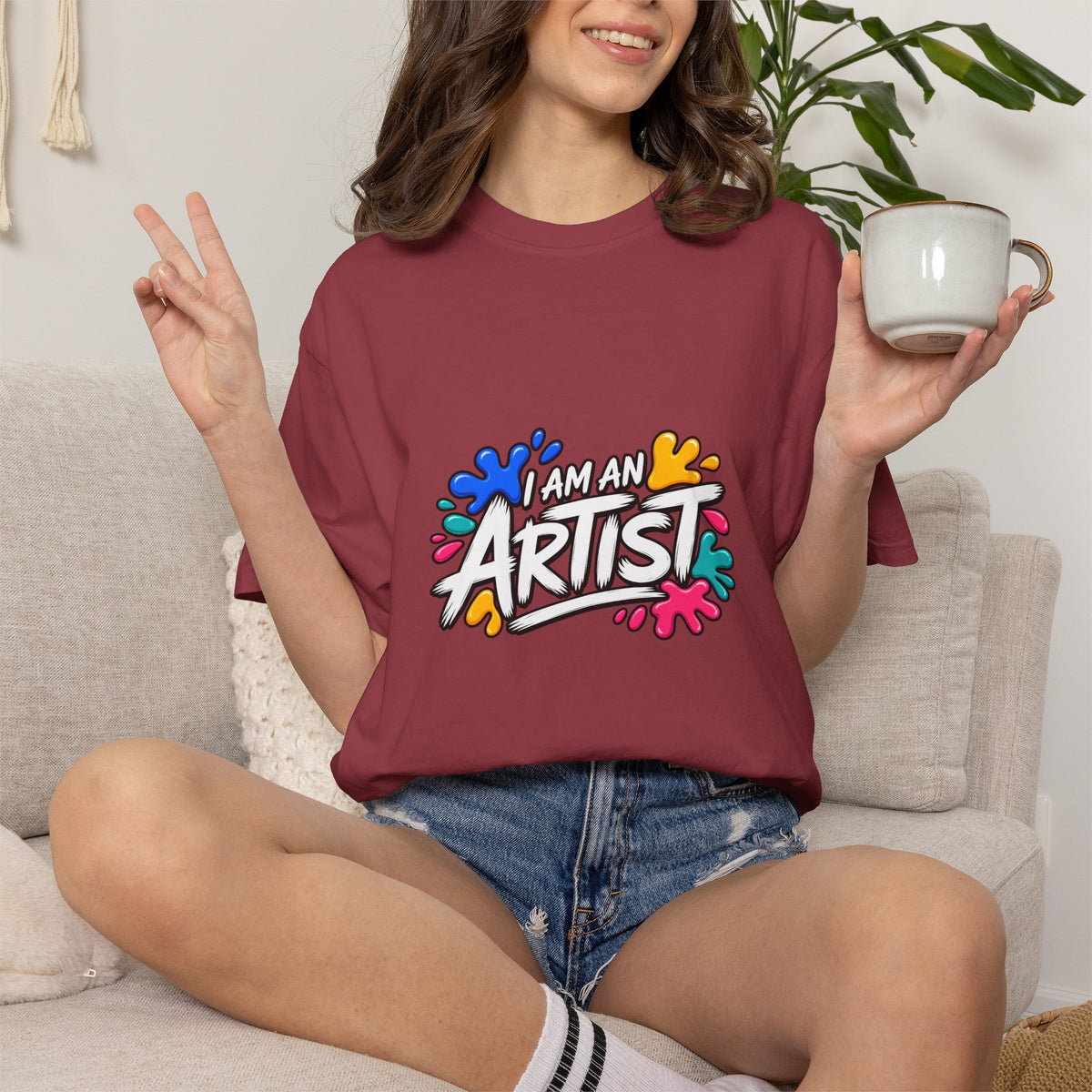 Artist T‑Shirt — "Human Artist" Colorful Paint Splash Graphic Tee