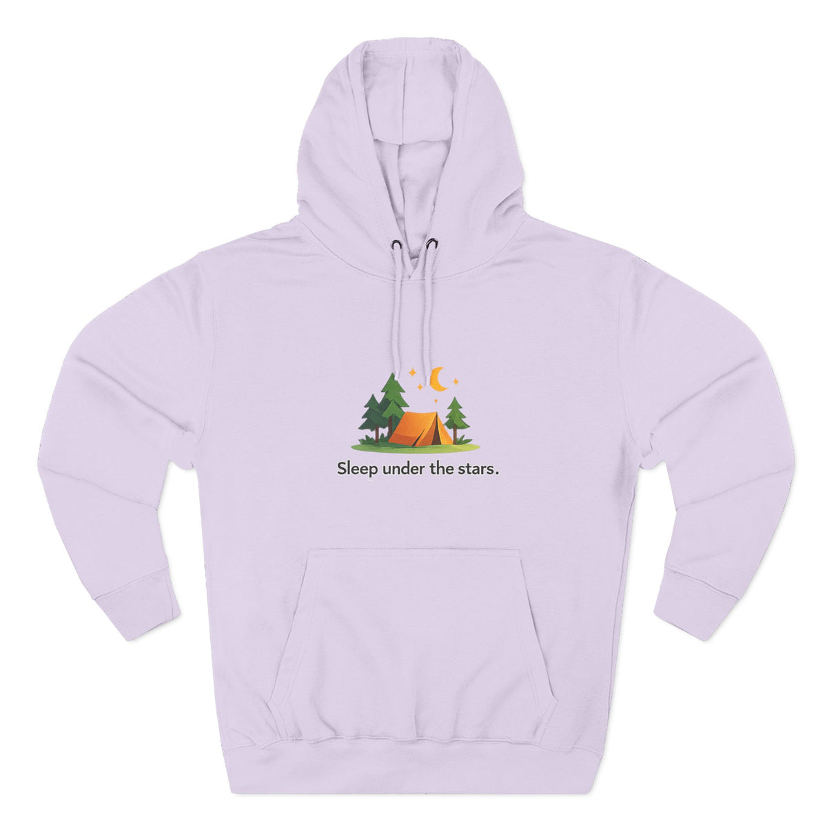 Camping Hoodie — "Sleep Under the Stars" Tent & Moon Graphic