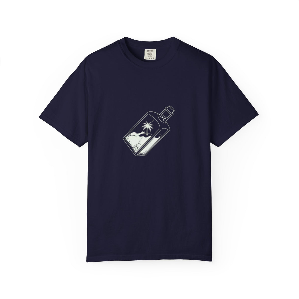 Pocket Island T‑Shirt — Minimal Bottle Isle Graphic Tee