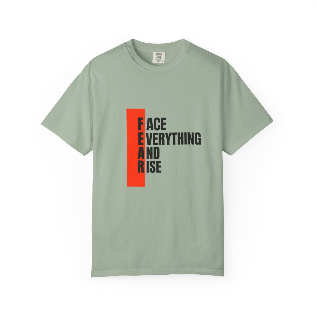 Motivational T-Shirt — "FEAR: Face Everything And Rise" Bold Red Accent