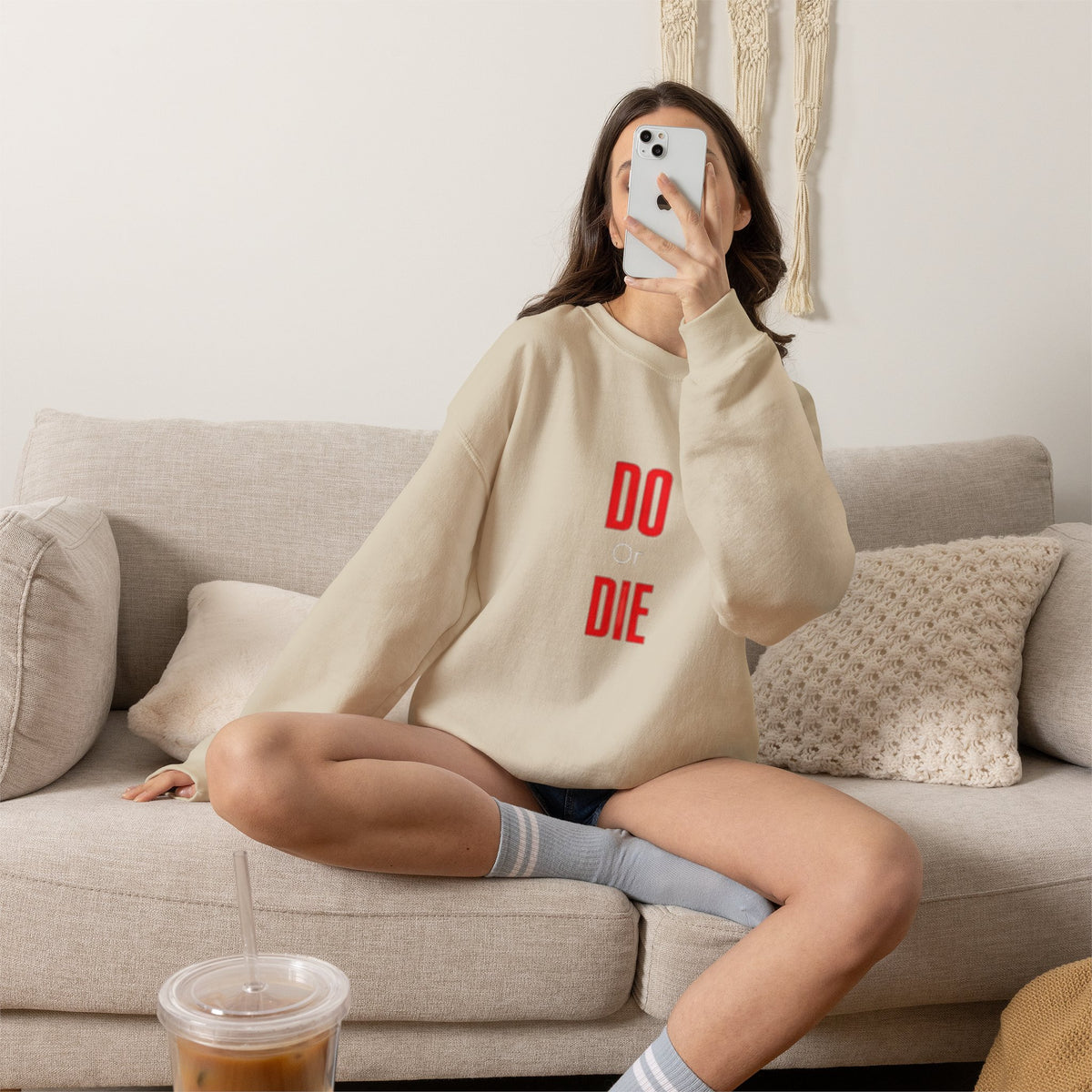 Crewneck Sweatshirt – Minimal 'DO / DIE' Red Vertical Typography