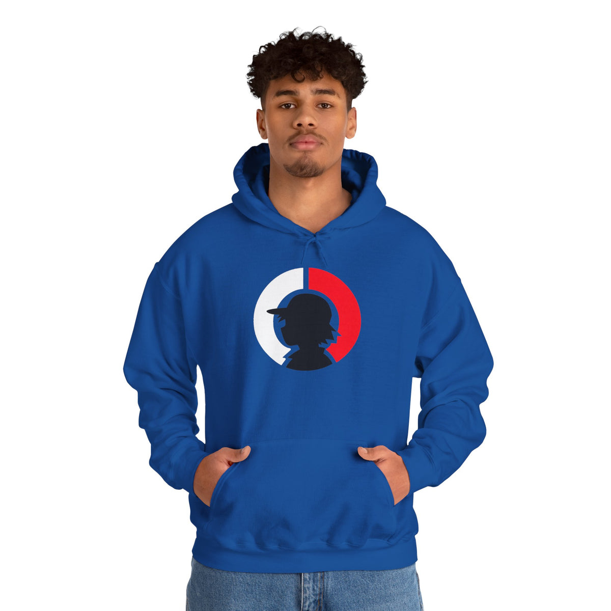 Detective Silhouette Hoodie – Minimal Red Moon Mystery Graphic