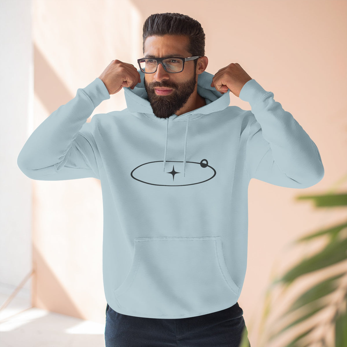 Minimal Orbit Hoodie — Simple Space Graphic Pullover