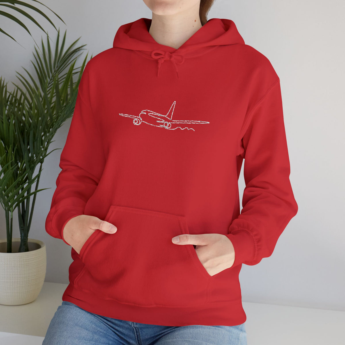 Airplane Silhouette Embroidered Hoodie — Minimal Flight Crew & Aviation Gift