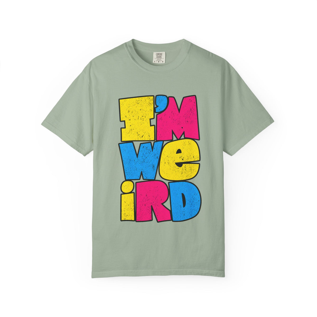 "I'M WEIRD" Colorblock Graphic T-Shirt — Retro Pop Statement Tee