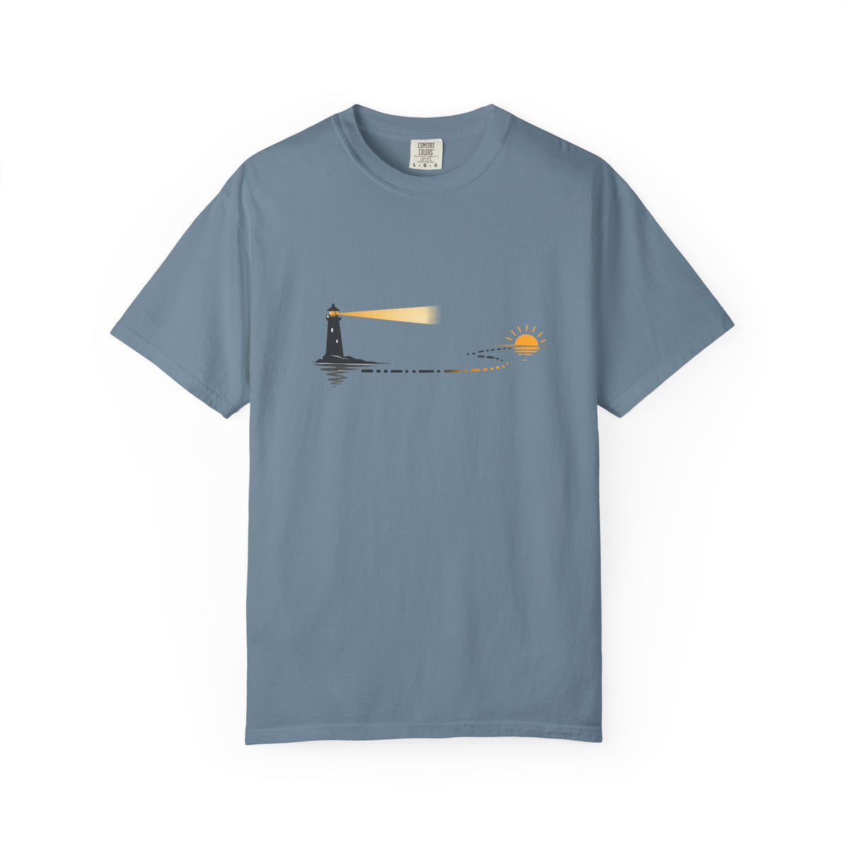 Lighthouse Sunset T-Shirt — Nautical Coastal Tee with Beacon Graphic