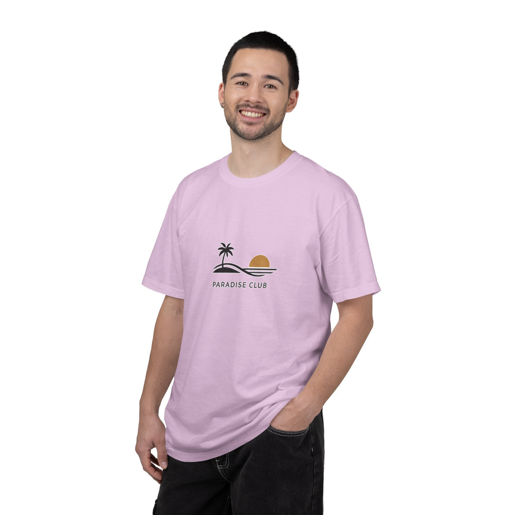 Paradise Club Tee — Minimal Sunset Palm Graphic T-Shirt