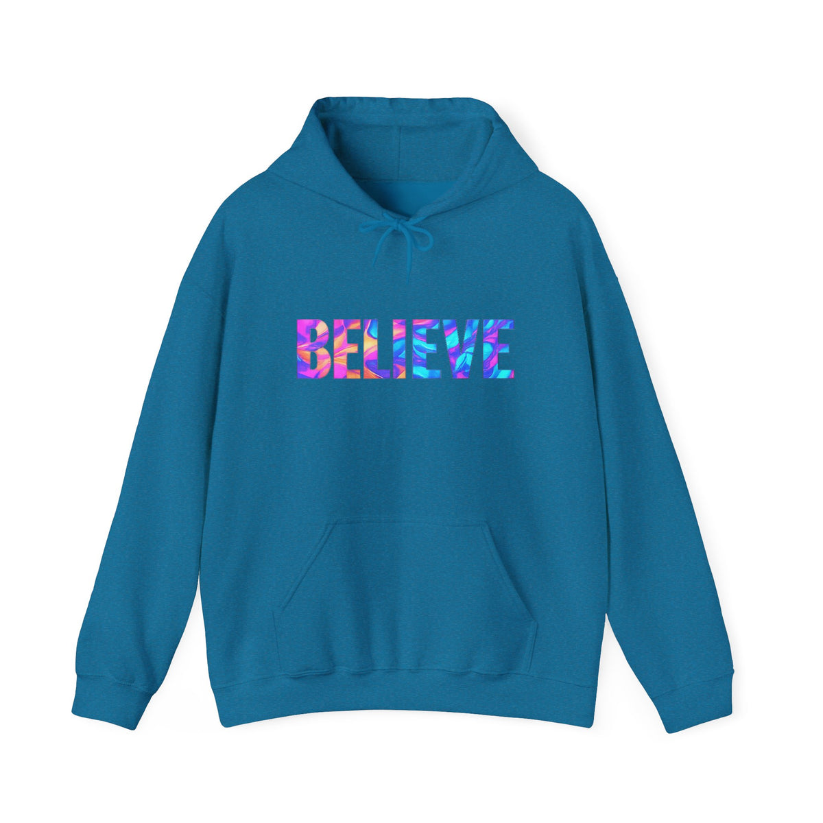 Believe in Yourself Hoodie — Colorful Watercolor Text Inspirational Sweatshirt