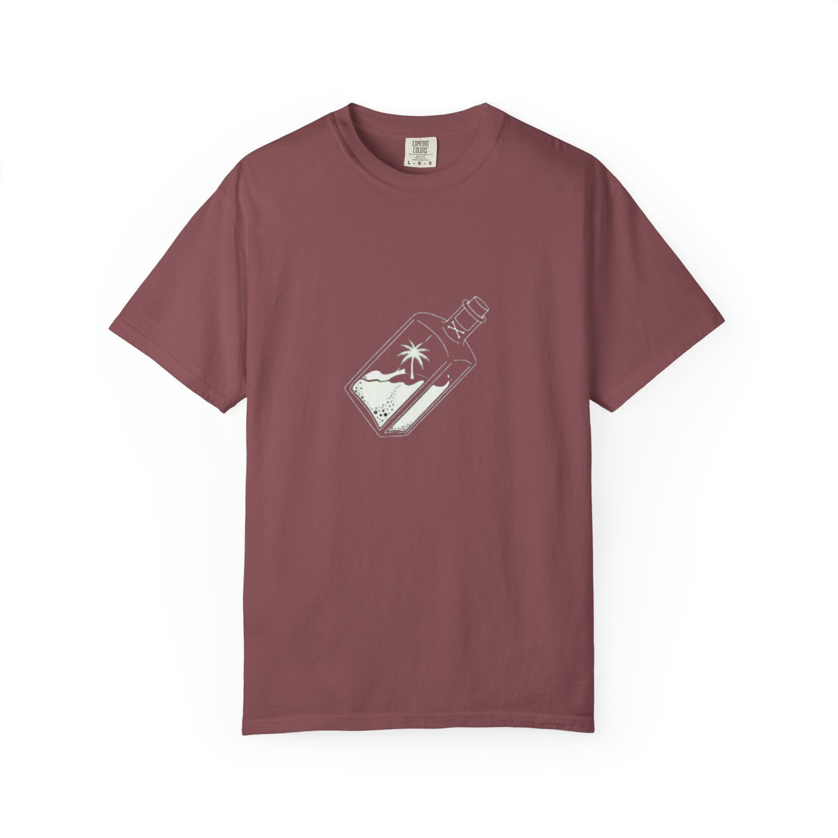 Pocket Island T‑Shirt — Minimal Bottle Isle Graphic Tee