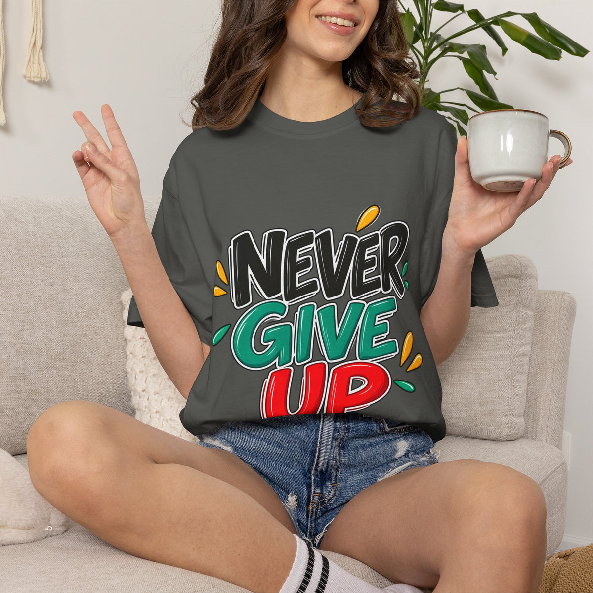 Never Give Up T-Shirt — Motivational Graphic Tee