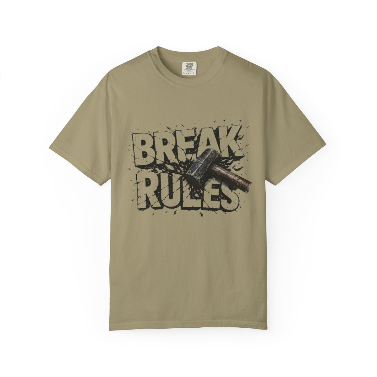 Break Rules T-Shirt — Graphic 'Break Rules' Design with Hammer